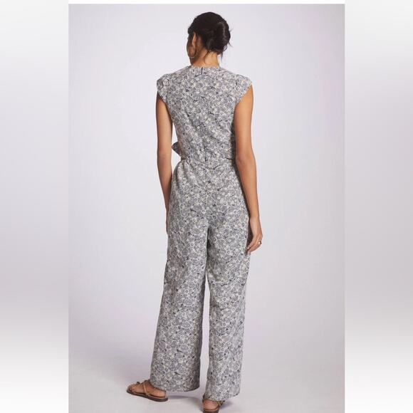 Anthropologie Helena Jumpsuit Adelyn Rae Navy Cream Floral NEW Size XS - Picture 3 of 14